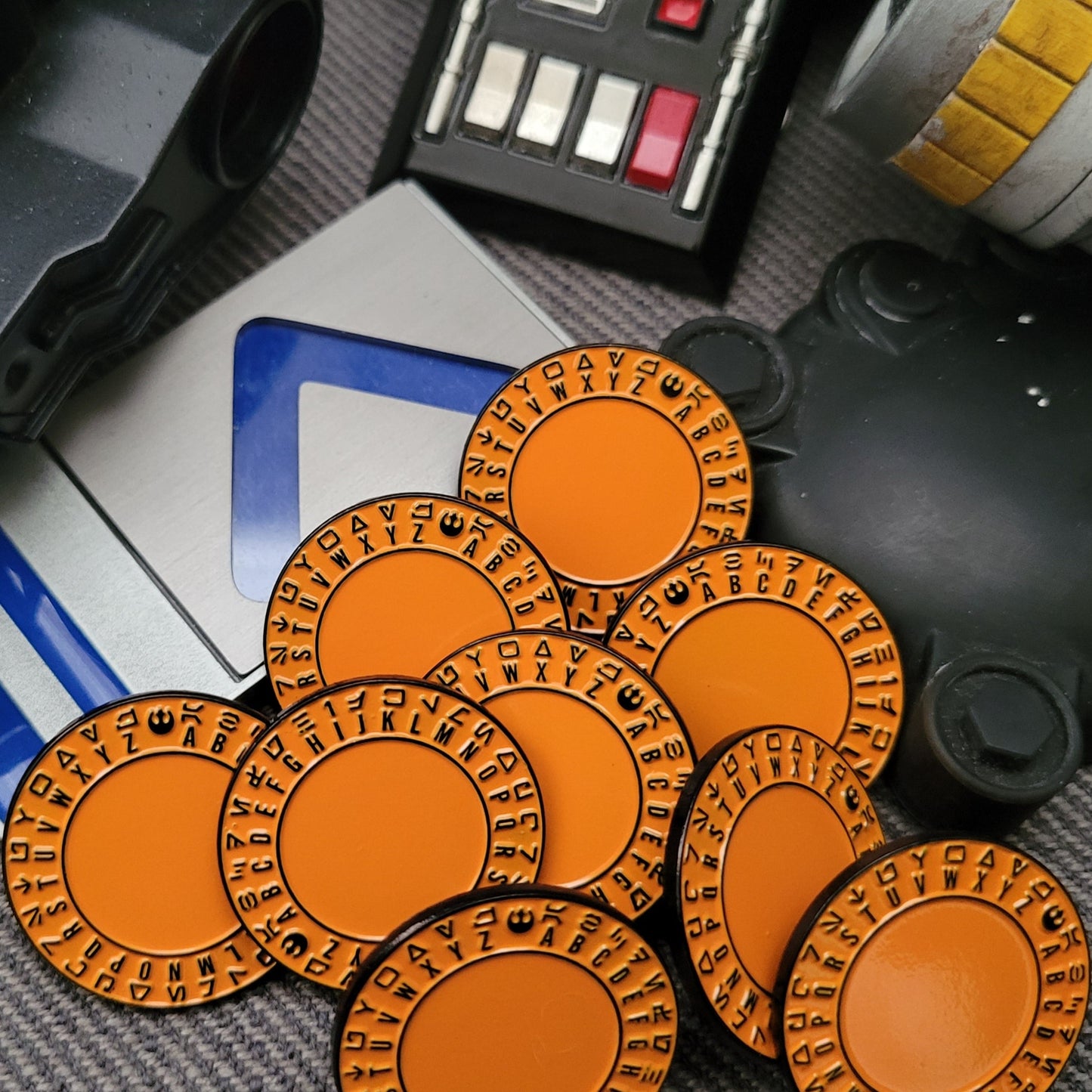 Aurebesh Decoder Pin / Rebel Orange