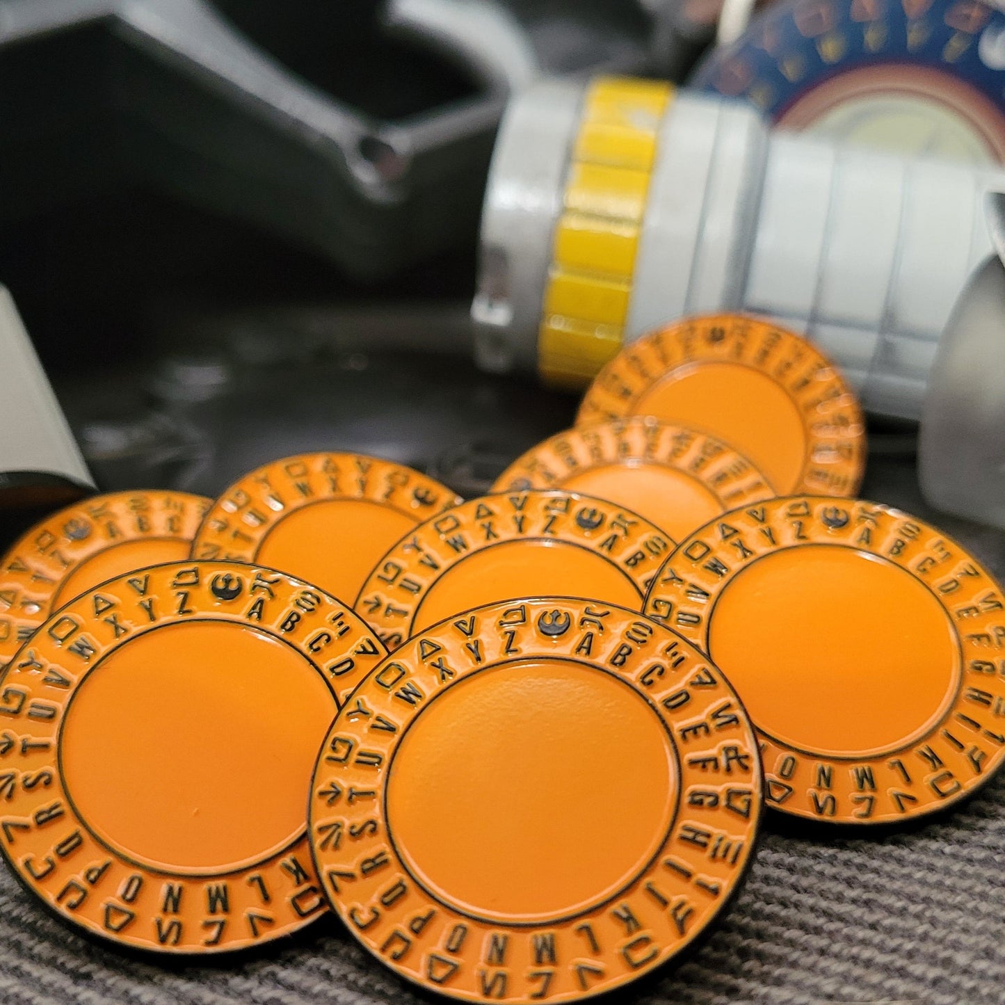 Aurebesh Decoder Pin / Rebel Orange